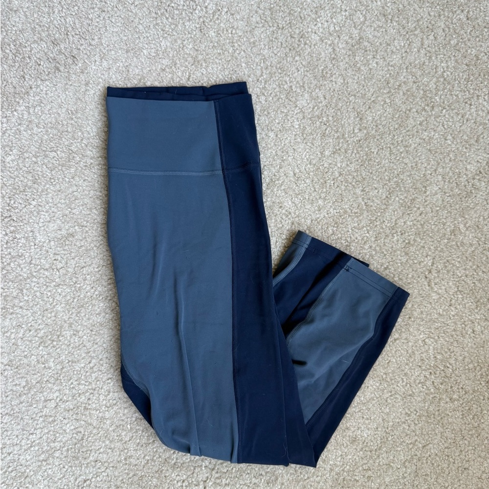Navy and Gray Transcend Leggings - Athleta XL